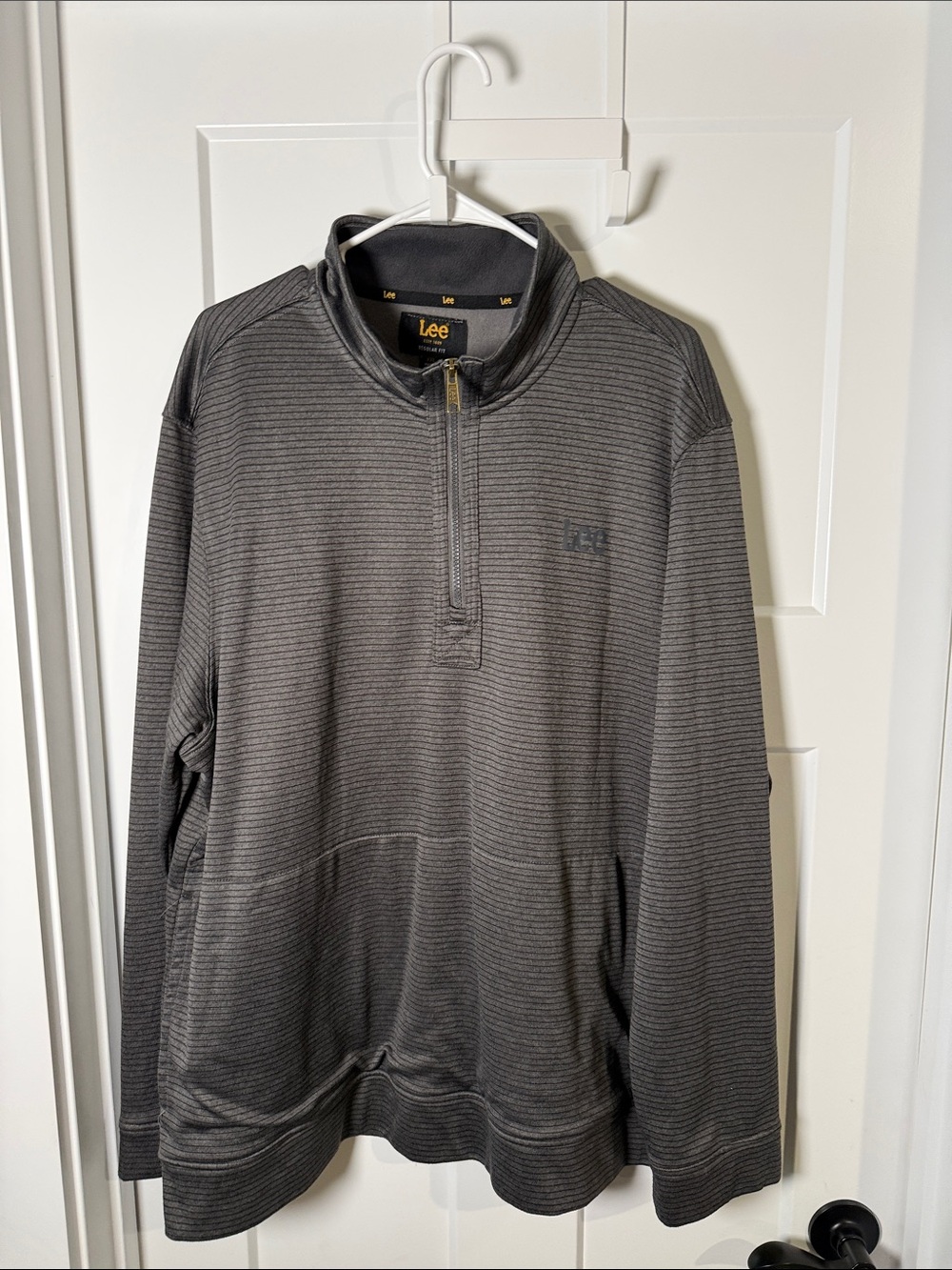 Lee Men's Charcoal Micro-Stripe Quarter Zip Pullover